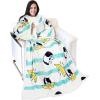 imageCatalonia Sherpa Wearable Blanket with Sleeves Arms Super Soft Warm Comfy Large Fleece Plush Sleeved TV Throws Wrap Robe Blanket for Adult Women and MenBanana Dog White