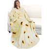 imageCatalonia Wearable Blanket with Sleeves and Pocket Cozy Soft Fleece Mink Micro Plush Wrap Throws Blanket Robe for Women and MenBurrito