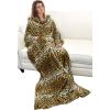 imageCatalonia Wearable Blanket with Sleeves and Pocket Cozy Soft Fleece Mink Micro Plush Wrap Throws Blanket Robe for Women and MenCheetah