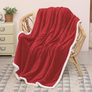 imageCatalonia Red Plaid Sherpa Throw Blanket Super Soft Throw for Sofa Couch Bed TV Blanket Micro Mink Fleece Plush Comfy Cozy Fluffy Warm 60x50 Inches BuffaloWine