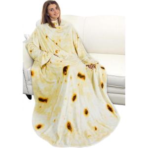 imageCatalonia Wearable Blanket with Sleeves and Pocket Cozy Soft Fleece Mink Micro Plush Wrap Throws Blanket Robe for Women and MenBurrito