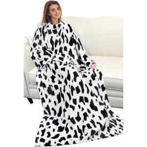 imageCatalonia Wearable Blanket with Sleeves and Pocket Cozy Soft Fleece Mink Micro Plush Wrap Throws Blanket Robe for Women and MenDalmatian