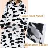 imageCatalonia Cow Print Full Body Oversized Blanket Hoodie Sweatshirt Extra Long Wearable Fleece Pullover Gift for Adult Men Women Wife Girlfriend