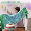 imageCatalonia Kids Mermaid Tail Blanket Glow in The Dark Mermaid Sleeping Bag Super Soft Plush Flannel Sleeping Blanket for Girls Fish Scale PatternGlow in the Darkgreen