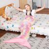 imageCatalonia Kids Mermaid Tail Blanket Glow in The Dark Mermaid Sleeping Bag Super Soft Plush Flannel Sleeping Blanket for Girls Fish Scale PatternGlow in the Darkpink
