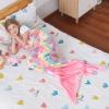 imageCatalonia Kids Mermaid Tail Blanket Glow in The Dark Mermaid Sleeping Bag Super Soft Plush Flannel Sleeping Blanket for Girls Fish Scale PatternGlow in the Darkpink