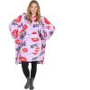 imageCatalonia Lips Print Oversized Hoodie Blanket Sweatshirt Wearable Sherpa Pullover for Adults Men Women Wife Girlfriend Gift Ugly Christmas Sweater