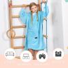 imageCatalonia Oversized Blanket Hoodie Sweatshirt for Kids Wearable Fleece Pullover with Large Front Pocket Teen Boys Girls Gift AquaBlue