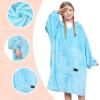 imageCatalonia Oversized Blanket Hoodie Sweatshirt for Kids Wearable Fleece Pullover with Large Front Pocket Teen Boys Girls Gift AquaBlue