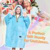 imageCatalonia Oversized Blanket Hoodie Sweatshirt for Kids Wearable Fleece Pullover with Large Front Pocket Teen Boys Girls Gift AquaBlue