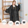 imageCatalonia Oversized Blanket Hoodie Sweatshirt for Kids Wearable Fleece Pullover with Large Front Pocket Teen Boys Girls Gift BlackBlack