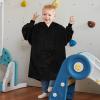 imageCatalonia Oversized Blanket Hoodie for Kids Wearable Fleece Sweatshirt Pullover with Large Front Pocket 412 Years Boy GirlBlack