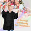 imageCatalonia Oversized Blanket Hoodie for Kids Wearable Fleece Sweatshirt Pullover with Large Front Pocket 412 Years Boy GirlBlack