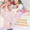imageCatalonia Oversized Blanket Hoodie for Kids Wearable Fleece Sweatshirt Pullover with Large Front Pocket 412 Years Boy GirlPink