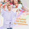 imageCatalonia Oversized Blanket Hoodie for Kids Wearable Fleece Sweatshirt Pullover with Large Front Pocket 412 Years Boy GirlPurple
