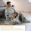 imageCatalonia Pink Wearable Fleece Blanket with Sleeves and Foot Pockets for Adult Women Men Micro Plush Comfy Wrap Sleeved Throw Blanket Robe80s Cat Dog Gray