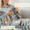 imageCatalonia Pink Wearable Fleece Blanket with Sleeves and Foot Pockets for Adult Women Men Micro Plush Comfy Wrap Sleeved Throw Blanket Robe80s Cat Dog Gray