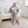 imageCatalonia Pink Wearable Fleece Blanket with Sleeves and Foot Pockets for Adult Women Men Micro Plush Comfy Wrap Sleeved Throw Blanket Robe80s Cat Dog Gray