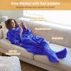 imageCatalonia Pink Wearable Fleece Blanket with Sleeves and Foot Pockets for Adult Women Men Micro Plush Comfy Wrap Sleeved Throw Blanket RobeBlue
