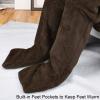 imageCatalonia Pink Wearable Fleece Blanket with Sleeves and Foot Pockets for Adult Women Men Micro Plush Comfy Wrap Sleeved Throw Blanket RobeBrown