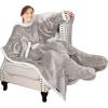 imageCatalonia Pink Wearable Fleece Blanket with Sleeves and Foot Pockets for Adult Women Men Micro Plush Comfy Wrap Sleeved Throw Blanket RobeCamel