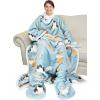 imageCatalonia Pink Wearable Fleece Blanket with Sleeves and Foot Pockets for Adult Women Men Micro Plush Comfy Wrap Sleeved Throw Blanket RobeCat Blue