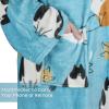 imageCatalonia Pink Wearable Fleece Blanket with Sleeves and Foot Pockets for Adult Women Men Micro Plush Comfy Wrap Sleeved Throw Blanket RobeCat Blue