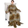 imageCatalonia Pink Wearable Fleece Blanket with Sleeves and Foot Pockets for Adult Women Men Micro Plush Comfy Wrap Sleeved Throw Blanket RobeCheetah