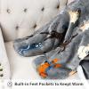 imageCatalonia Pink Wearable Fleece Blanket with Sleeves and Foot Pockets for Adult Women Men Micro Plush Comfy Wrap Sleeved Throw Blanket RobeDog Grey