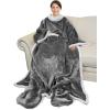 imageCatalonia Pink Wearable Fleece Blanket with Sleeves and Foot Pockets for Adult Women Men Micro Plush Comfy Wrap Sleeved Throw Blanket RobeGray