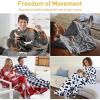 imageCatalonia Pink Wearable Fleece Blanket with Sleeves and Foot Pockets for Adult Women Men Micro Plush Comfy Wrap Sleeved Throw Blanket RobeGray