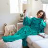 imageCatalonia Pink Wearable Fleece Blanket with Sleeves and Foot Pockets for Adult Women Men Micro Plush Comfy Wrap Sleeved Throw Blanket RobeGreen