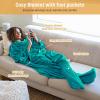 imageCatalonia Pink Wearable Fleece Blanket with Sleeves and Foot Pockets for Adult Women Men Micro Plush Comfy Wrap Sleeved Throw Blanket RobeGreen