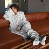 imageCatalonia Pink Wearable Fleece Blanket with Sleeves and Foot Pockets for Adult Women Men Micro Plush Comfy Wrap Sleeved Throw Blanket RobeLight Gray