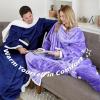 imageCatalonia Pink Wearable Fleece Blanket with Sleeves and Foot Pockets for Adult Women Men Micro Plush Comfy Wrap Sleeved Throw Blanket RobeNavy