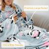 imageCatalonia Pink Wearable Fleece Blanket with Sleeves and Foot Pockets for Adult Women Men Micro Plush Comfy Wrap Sleeved Throw Blanket RobePanda Grey
