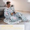 imageCatalonia Pink Wearable Fleece Blanket with Sleeves and Foot Pockets for Adult Women Men Micro Plush Comfy Wrap Sleeved Throw Blanket RobePanda Grey