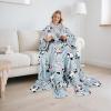 imageCatalonia Pink Wearable Fleece Blanket with Sleeves and Foot Pockets for Adult Women Men Micro Plush Comfy Wrap Sleeved Throw Blanket RobePanda Grey