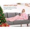 imageCatalonia Pink Wearable Fleece Blanket with Sleeves and Foot Pockets for Adult Women Men Micro Plush Comfy Wrap Sleeved Throw Blanket RobePink