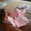 imageCatalonia Pink Wearable Fleece Blanket with Sleeves and Foot Pockets for Adult Women Men Micro Plush Comfy Wrap Sleeved Throw Blanket RobePink