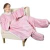 imageCatalonia Pink Wearable Fleece Blanket with Sleeves and Foot Pockets for Adult Women Men Micro Plush Comfy Wrap Sleeved Throw Blanket RobePink