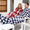 imageCatalonia Pink Wearable Fleece Blanket with Sleeves and Foot Pockets for Adult Women Men Micro Plush Comfy Wrap Sleeved Throw Blanket RobePlaid White