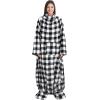 imageCatalonia Pink Wearable Fleece Blanket with Sleeves and Foot Pockets for Adult Women Men Micro Plush Comfy Wrap Sleeved Throw Blanket RobePlaid White