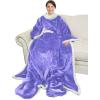 imageCatalonia Pink Wearable Fleece Blanket with Sleeves and Foot Pockets for Adult Women Men Micro Plush Comfy Wrap Sleeved Throw Blanket RobePurple