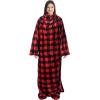 imageCatalonia Pink Wearable Fleece Blanket with Sleeves and Foot Pockets for Adult Women Men Micro Plush Comfy Wrap Sleeved Throw Blanket RobeRed Checker
