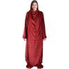 imageCatalonia Pink Wearable Fleece Blanket with Sleeves and Foot Pockets for Adult Women Men Micro Plush Comfy Wrap Sleeved Throw Blanket RobeWine