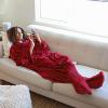 imageCatalonia Pink Wearable Fleece Blanket with Sleeves and Foot Pockets for Adult Women Men Micro Plush Comfy Wrap Sleeved Throw Blanket RobeWine