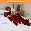 imageCatalonia Pink Wearable Fleece Blanket with Sleeves and Foot Pockets for Adult Women Men Micro Plush Comfy Wrap Sleeved Throw Blanket RobeWine