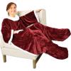 imageCatalonia Pink Wearable Fleece Blanket with Sleeves and Foot Pockets for Adult Women Men Micro Plush Comfy Wrap Sleeved Throw Blanket RobeWine