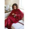imageCatalonia Pink Wearable Fleece Blanket with Sleeves and Foot Pockets for Adult Women Men Micro Plush Comfy Wrap Sleeved Throw Blanket RobeWine